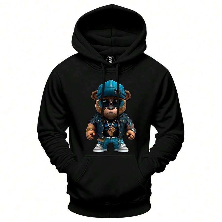 Men Hoodies - 黑色 - 查看 1