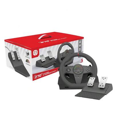  Volante de juego de PC TOPWOLF de 270 grados para X-Box Series X y S, X-Box One, PS 4, PS 4 SLIM, PS 4 Pro, PS3, SWITCH, PC con pedales con sensor de efecto Hall para una conducción realista, modo X-Input/D-Input Racing Wheel para juegos
