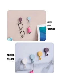 12pcs Random Color Self-Adhesive Hooks: Waterproof & Oil-Proof Wall Hangers Without Nails - Perfect For Hanging In Office, Bathroom & Kitchen! Storage
