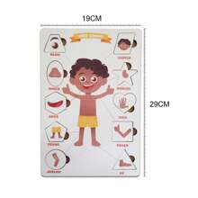 Quebra Cabeça Encaixe Corpo Humano Menino Madeira Jogo Educativo Pedagógico Tabuleiro Colorido Corpo Humano em MDF Madeira Ecológica - Multicolorido - Visão 3