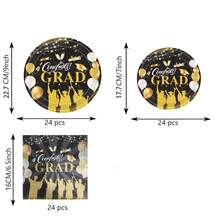 72入組gatherfun 2024畢業派對用品,黑色紙盤餐巾畢業派對用祝賀用品 - 黑色 - 查看 6