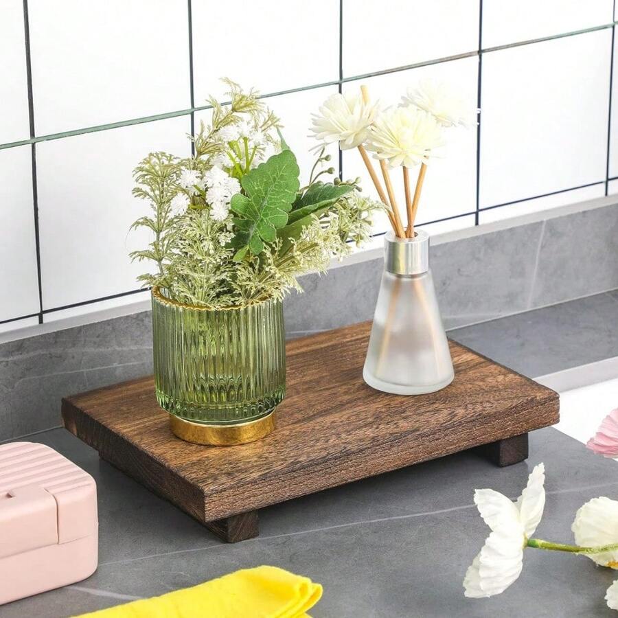 1 件木制托盘，适用于食物、熟食板、奶酪盘、床托盘、咖啡桌托盘、茶盘、厨房餐桌装饰，适合各种场合圣诞礼物 - 黃色 - 查看 1