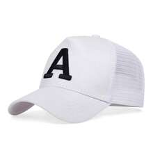 1 pieza Gorra de béisbol bordada con letra 'A' para hombre, Gorra de camionero con protección solar para deportes al aire libre para viajes de primavera y otoño, playa y fiestas, ajustable - Multicolor - Ver 3