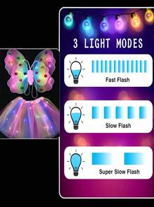 1Set Glowing Fairy Wings, Angel Magic Wands, Fairy Hair Clip,Children's Performance Props, Sparkling  Skirt, Suitable For Children's Festivals, Party Gifts