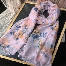 1pc Balinese Printed Long Scarf, Thin Floral Printed, For Spring And Summer - Multicolor - View 2