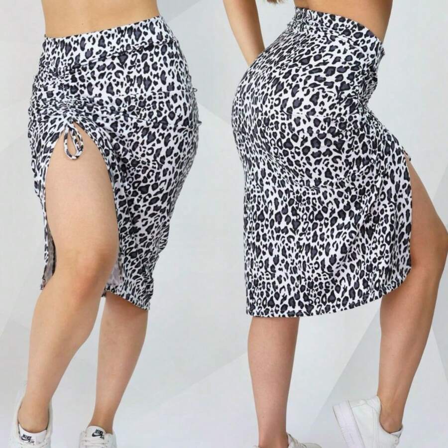 Falda de jareta juvenil sexy coquette ajustada hermosa - Blanco y Negro - Ver 1