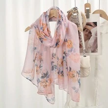 1pc Balinese Printed Long Scarf, Thin Floral Printed, For Spring And Summer - Multicolor - View 3