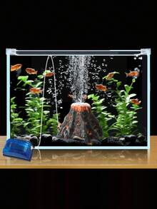 樹脂假火山魚缸裝飾，包括氣泵套裝，易於安裝，適用於水族箱造景 - 彩色 - 查看 9