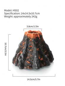 樹脂假火山魚缸裝飾，包括氣泵套裝，易於安裝，適用於水族箱造景 - 彩色 - 查看 4