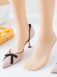 5pairs Women Skin-Colored Ultra Invisible Lightweight Low Vamp Silicone Anti-Slip Short Leg Warmers For High Heels