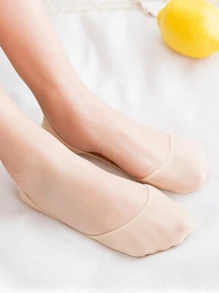5pairs Women Skin-Colored Ultra Invisible Lightweight Low Vamp Silicone Anti-Slip Short Leg Warmers For High Heels
