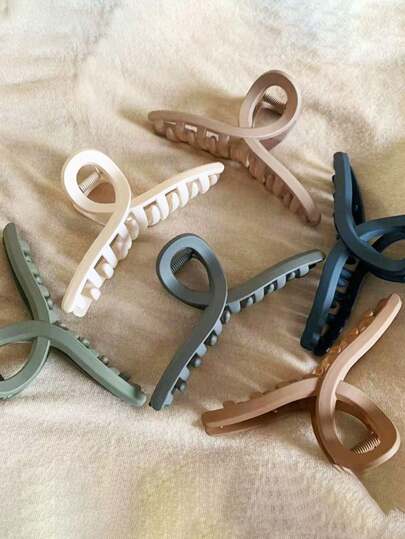 4个装女士发夹，简约风格发饰，适合厚发/细发，优雅十字哑光简约设计发卡，纯色发夹，打造复古发型，家居浴室装饰，秋季装饰，返校季发饰