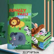 1 pieza Libro de tela de cola de animal para bebé con papel ruidoso y reconocimiento de animal para la educación temprana, color y patrón aleatorios - Multicolor - Ver 9