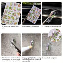 1張創意條碼&星形美甲貼紙，全覆蓋，DIY自粘式美甲貼紙，S241美甲貼紙 - 彩色 - 查看 3