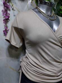 BLOUSE SIZE CURVY DOUBLE PATTERN MOD. NALA - Beige - View 3