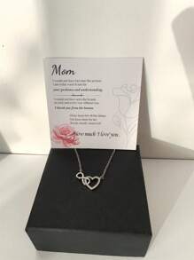 CHOSHILAR 1 件无限心形吊坠项链（含定制礼品盒），钛钢永恒母亲之心项链，送给妈妈的母亲节礼物，送给爱人的情人节礼物，银色 - 銀色 - 查看 3