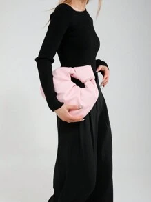 Fashion Simple Ruffle Cloud Design Handbag Shoulder Bag, Versatile - Pink - View 5