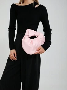 Fashion Simple Ruffle Cloud Design Handbag Shoulder Bag, Versatile - Pink - View 6