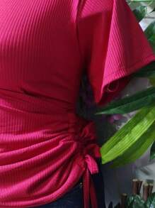 BLUSA TALLA CURVY DOBLE JARETA MOD. NALA TELA FRESCA RIF TEXTURA LIGERA - Rojo - Ver 3