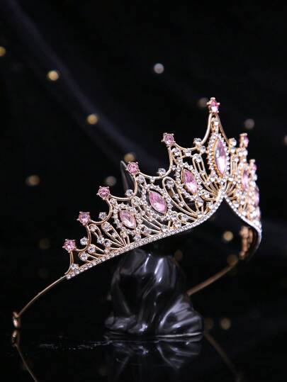 En handgjord bröllopskrona med legering, strass och kristall för bröllopsklänning i västerländsk stil, födelsedagsfest, dansfest och formell middagsfest, lämplig för barn och vuxna kläder och prinsesshuvudbonad för scenuppträdande