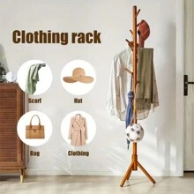 Perchero de madera independiente, creativo mueble colgador de ropa, perchero de secado para dormitorio - Multicolor - Ver 8