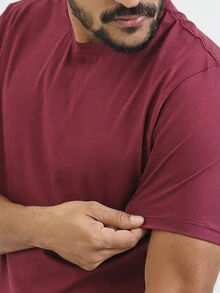Men T-Shirts - 酒紅色 - 查看 2