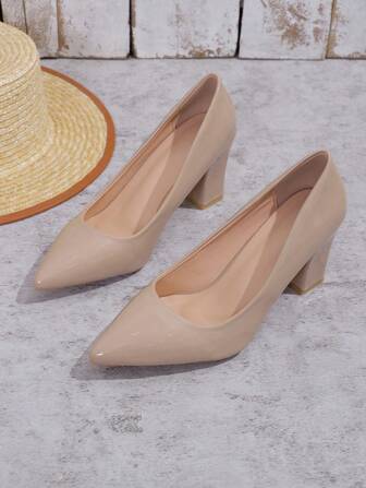 Women Shoes Spring New Fashion Sexy Pointed Low Vamp Ladies High-Heeled Shoes Chunky Heel All-Match Women Shoes