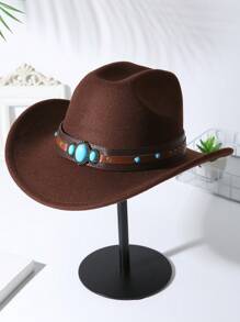 1頂中性裝飾波西米亞牛仔女帽，柔軟呢料沙灘帽，拱形吉茲帽，巴拿馬式遮陽帽，派對牛仔帽，牛仔女帽 - 多色3 - 查看 3