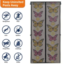 Cửa Màn Từ - Dễ Dàng Lắp Đặt Và Tháo Rời, Nam Châm Tự Niêm Phong, Lưới Lưới Chịu Lực Cao Cho Phòng Ngủ, Sân Hiên, Cửa Trượt - Rảnh Tay, Chống Muỗi, Ngăn Côn Trùng Với Thiết Kế Hoa Hướng Dương Và Bướm Thời Trang - Nhiều màu - Xem 2