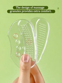 1 Pair Transparent Silicone Gel Heel Inserts, Comfortable Insoles For Heel Protection Or Loose Shoes