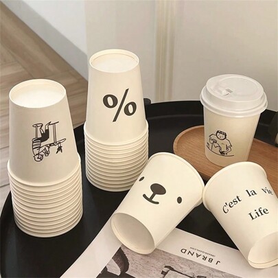 50 个一次性加厚纸杯，适合家庭、办公室、简约风格、万圣节派对促销