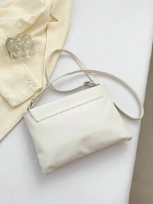1 chiếc Ví cầm tay phong bì giả da màu trắng có đinh tán, Túi đeo vai & đeo chéo thời trang dành cho nữ, thích hợp để sử dụng hàng ngày, hẹn hò, quà tặng - trắng - Xem 3