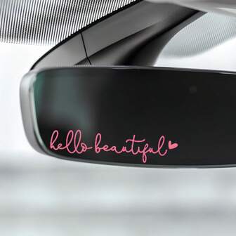 3X Hello Beautiful Rearview Mirror Decal, Vanity Mirror Stickers, Rear View Mirror Sticker, Car Mirror Stickers, Rear View Mirror Decor, Gift For Mother
