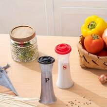 隨機3入組優雅沙漏造型鹽胡椒瓶套裝，帶蓋，方便攜帶，耐用，適用於家庭、廚房、餐廳和野營