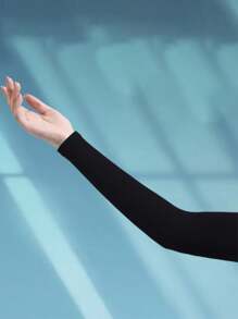 3 双女式直筒面料防晒袖套（黑色和白色）万圣节 - 彩色 - 查看 5