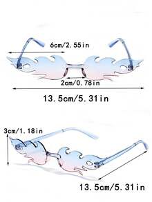 Một cặp kính không gọng kiểu dáng thời trang với họa tiết ngọn lửa chuyển sắc xanh lam, hoàn hảo cho các bữa tiệc theo chủ đề, các buổi khiêu vũ và tụ họp. - Màu xanh lam - Xem 6