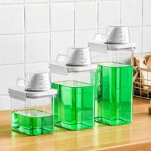 1pc Airtight Laundry Detergent Dispenser Powder Storage Box Clear Washing Powder Liquid Container With Lids Jar - White - View 5