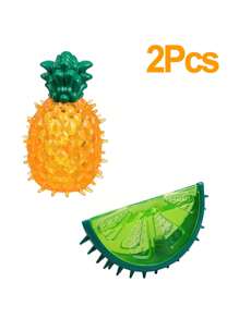 1 pieza/2 piezas/3 piezas Juguete para mascota con sonido, lindo juguete para masticar con forma de fruta para refrescarse en el verano