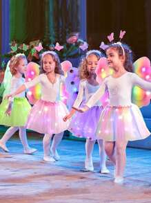 1Set Glowing Fairy Wings, Angel Magic Wands, Fairy Hair Clip,Children's Performance Props, Sparkling  Skirt, Suitable For Children's Festivals, Party Gifts