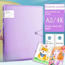 A2 Portfolio Storage Clip, A2 Poster Clip, Engineering Drawing Book, 4-Fold Work Collection, Art Student Sketch And Poster Collection Book - Mauve Purple - View 1