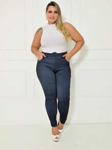 Plus Size Pants - 藏蓝色 - 查看 5