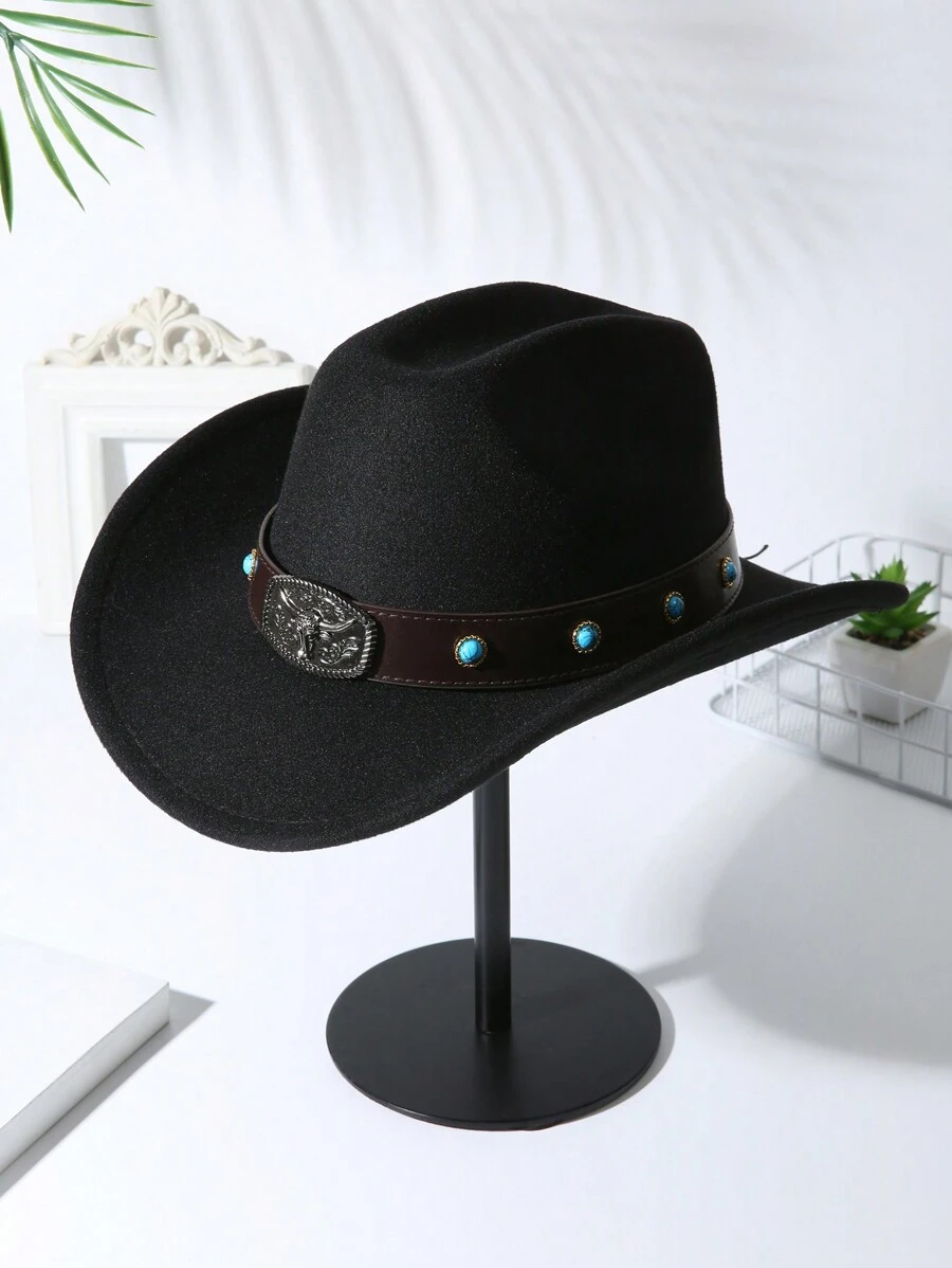 1頂中性裝飾波西米亞牛仔女帽,柔軟呢料沙灘帽,拱形吉茲帽,巴拿馬式遮陽帽,派對牛仔帽,牛仔女帽 - 多色3 - 查看 1