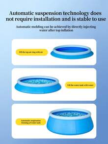 1pc 118*29in Round Inflatable Swimming Pool, 3m Inflatable Ring Pool, Top Ring Inflatable For Filling Water, With Mesh Fabric For Durability, Thickened Family Outdoor Garden Swimming Pool, Inflatable Pool For Fun