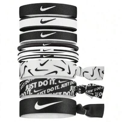 Nike Unisex Adult Hairband (Pack Of 9) (Black/White)