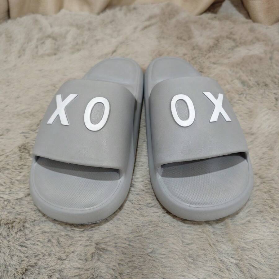 男式有按摩功能和個性化圖案的厚底塑料拖鞋,適用於海灘、家居或工作場所 - 淺灰色 - 查看 1