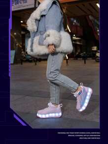 Unisex LED Rechargeable Light Up Sneakers, Multifunctional Transforming Roller Skates With Removable Wheels For Outdoor Activities And Sports Skating Shoes For Kids