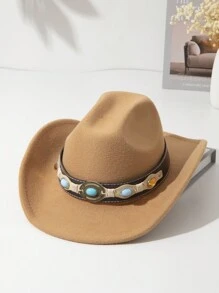 1頂中性裝飾波西米亞牛仔女帽，柔軟呢料沙灘帽，拱形吉茲帽，巴拿馬式遮陽帽，派對牛仔帽，牛仔女帽 - 多色3 - 查看 14