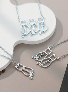定制宠物名字项链，个性化猫咪纪念礼物，时尚不锈钢经典猫咪剪影吊坠项链，女士基础款家庭项链及纪念礼物，送给宠物主人的完美节日礼物。时尚、秋季潮流、简约、休闲、可爱，可定制、个性化、独特，是送给女友、妈妈、家人、朋友、女儿、祖父母的理想礼物，适合周年纪念日、情人节、母亲节、生日、毕业典礼、婚礼、日常佩戴，以及新年等场合。 - 銀色 - 查看 3