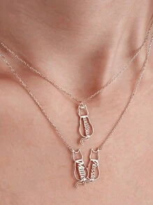 定制宠物名字项链，个性化猫咪纪念礼物，时尚不锈钢经典猫咪剪影吊坠项链，女士基础款家庭项链及纪念礼物，送给宠物主人的完美节日礼物。时尚、秋季潮流、简约、休闲、可爱，可定制、个性化、独特，是送给女友、妈妈、家人、朋友、女儿、祖父母的理想礼物，适合周年纪念日、情人节、母亲节、生日、毕业典礼、婚礼、日常佩戴，以及新年等场合。 - 銀色 - 查看 2