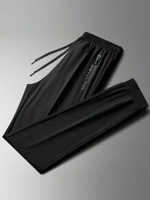 Boyfriend Style Men Summer Ice Silk Lightweight Quick-Drying Casual Sports Pants Loose Fit Outdoor Running Exercise Jogger Pants - Black - View 2